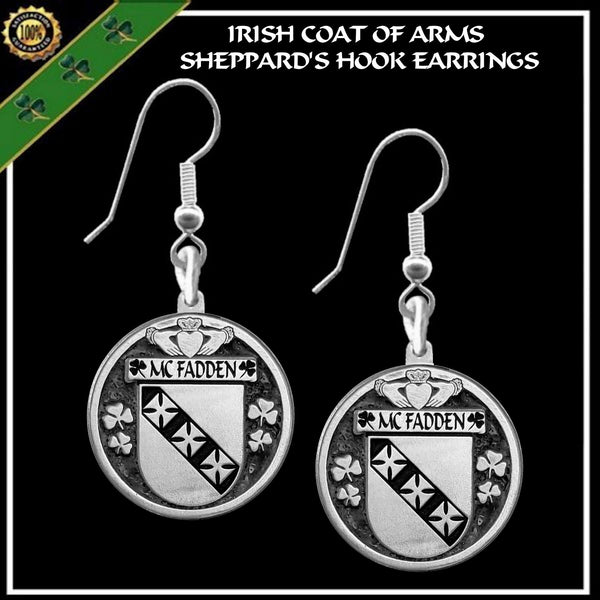 McFadden Irish Disk Coat of Arms Earrings