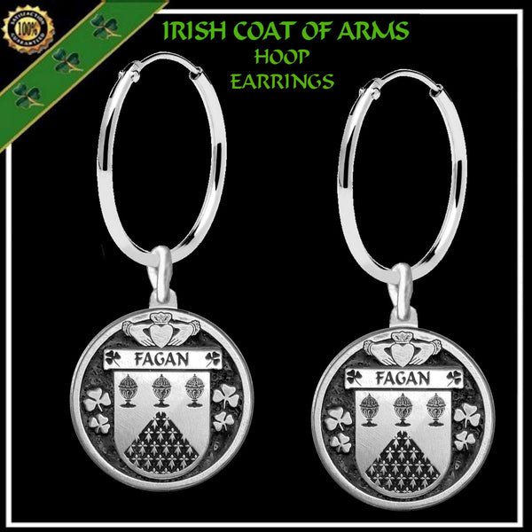 Fagan Irish Disk Coat of Arms Earrings