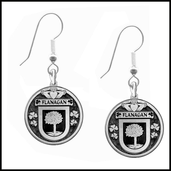 Flanagan Irish Disk Coat of Arms Earrings