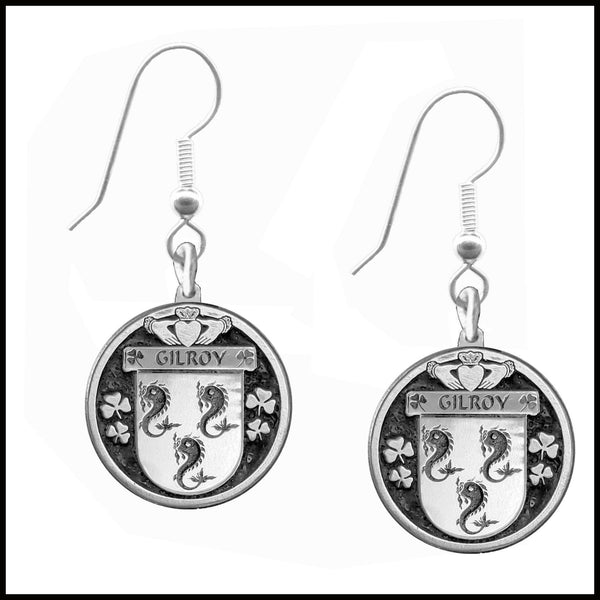 Gilroy Irish Disk Coat of Arms Earrings