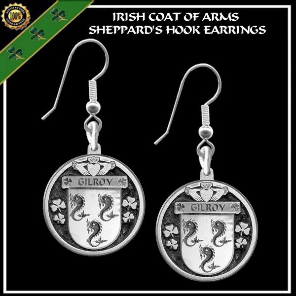 Gilroy Irish Disk Coat of Arms Earrings