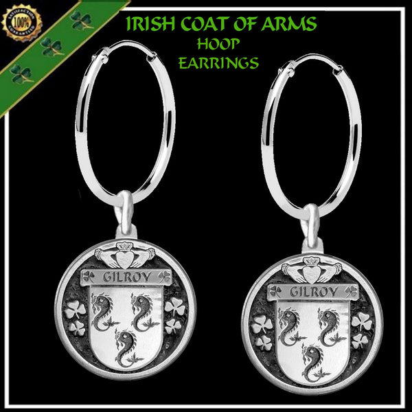 Gilroy Irish Disk Coat of Arms Earrings