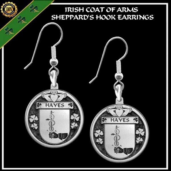 Hayes Irish Disk Coat of Arms Earrings
