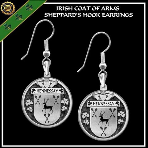 Hennessay Irish Disk Coat of Arms Earrings