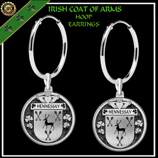 Hennessay Irish Disk Coat of Arms Earrings