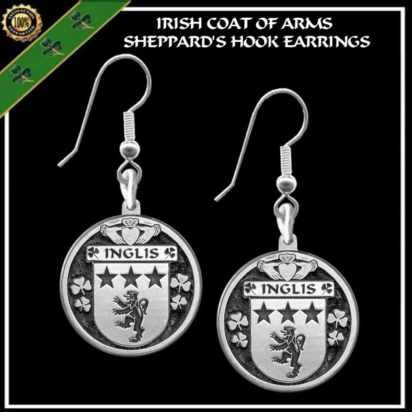 Inglis Irish Disk Coat of Arms Earrings
