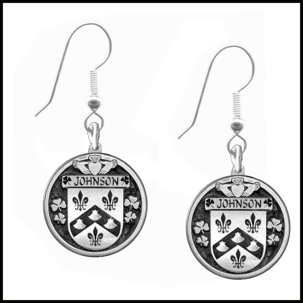 Johnson Irish Disk Coat of Arms Earrings