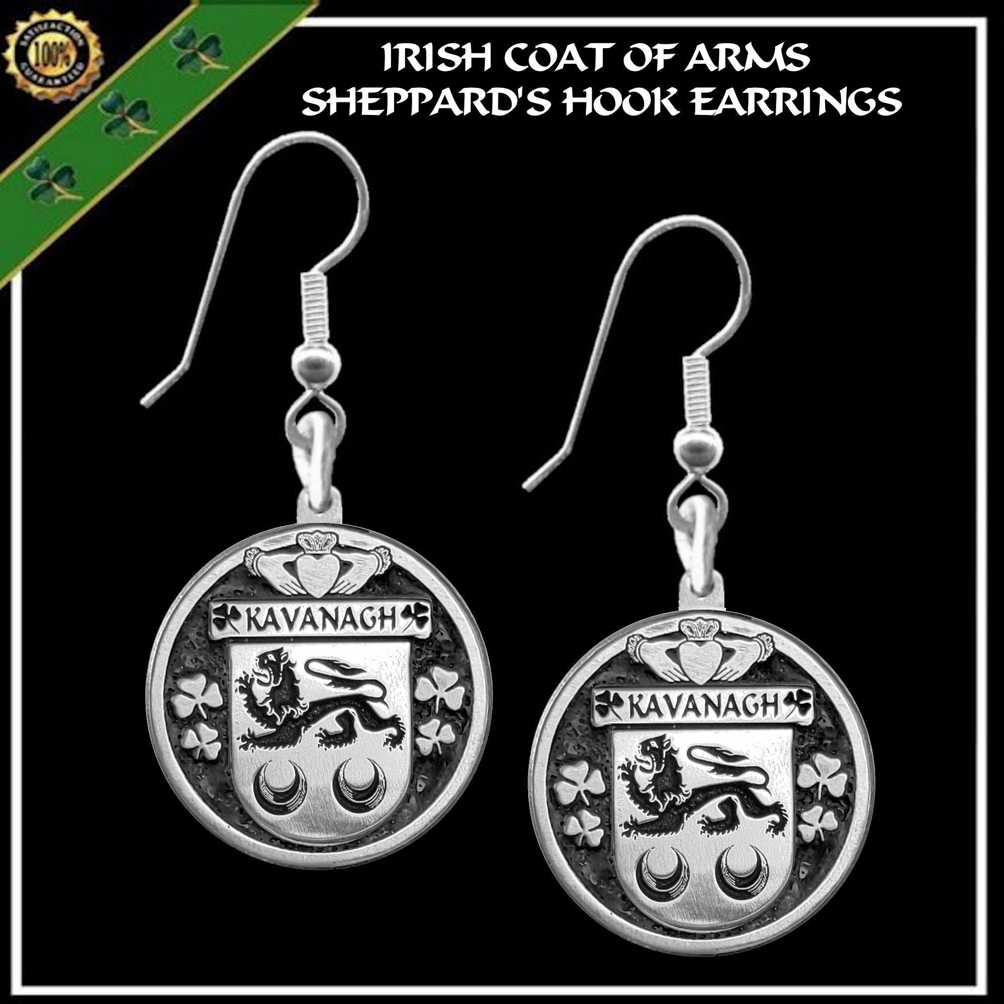 Kavanagh Irish Disk Coat of Arms Earrings