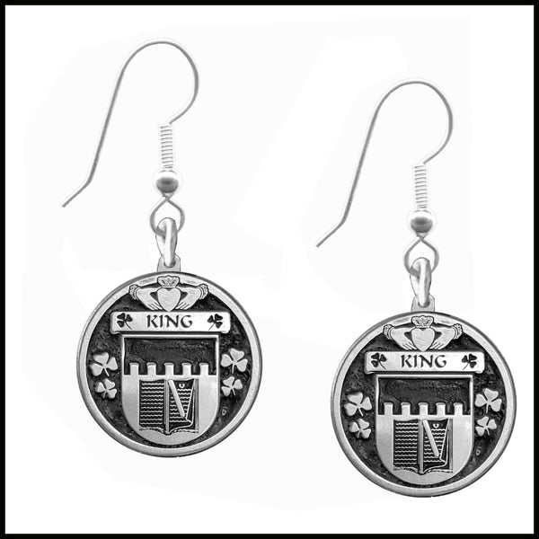 King Irish Disk Coat of Arms Earrings