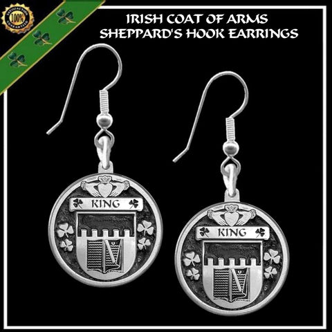 King Irish Disk Coat of Arms Earrings
