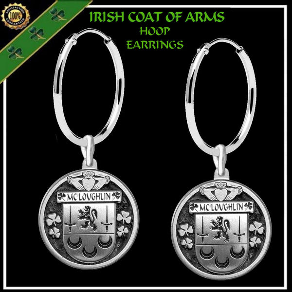 McLoughlin Irish Disk Coat of Arms Earrings