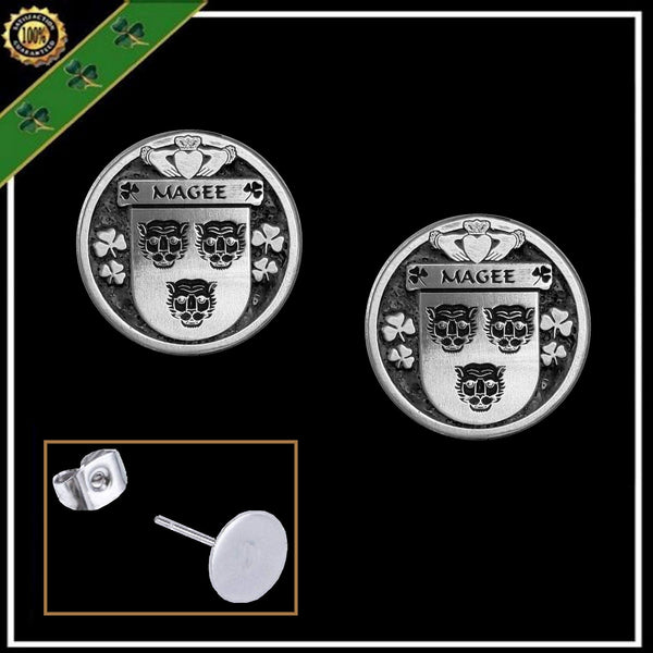 Magee Irish Disk Coat of Arms Earrings