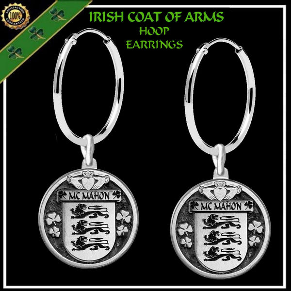 McMahon Irish Disk Coat of Arms Earrings