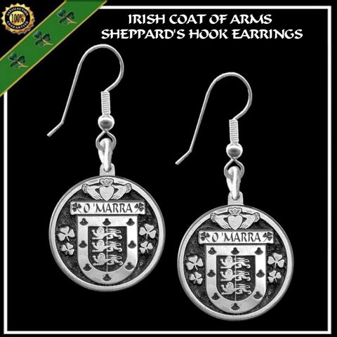 O'Marra Irish Disk Coat of Arms Earrings