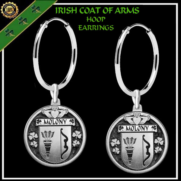 Molony Irish Disk Coat of Arms Earrings