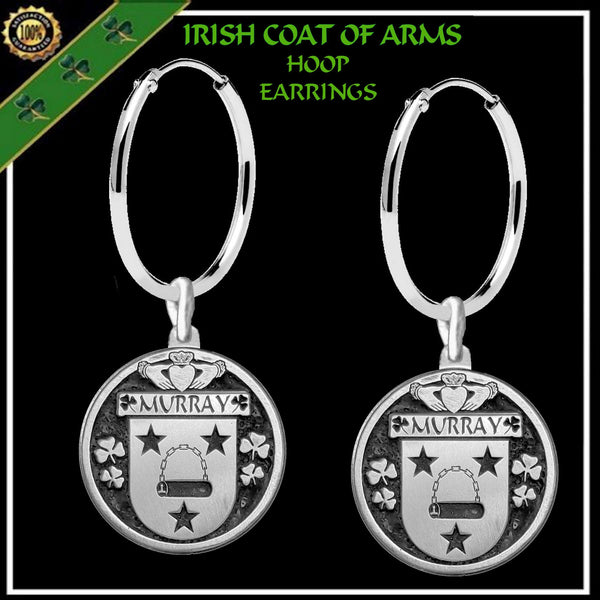 Murray Irish Disk Coat of Arms Earrings