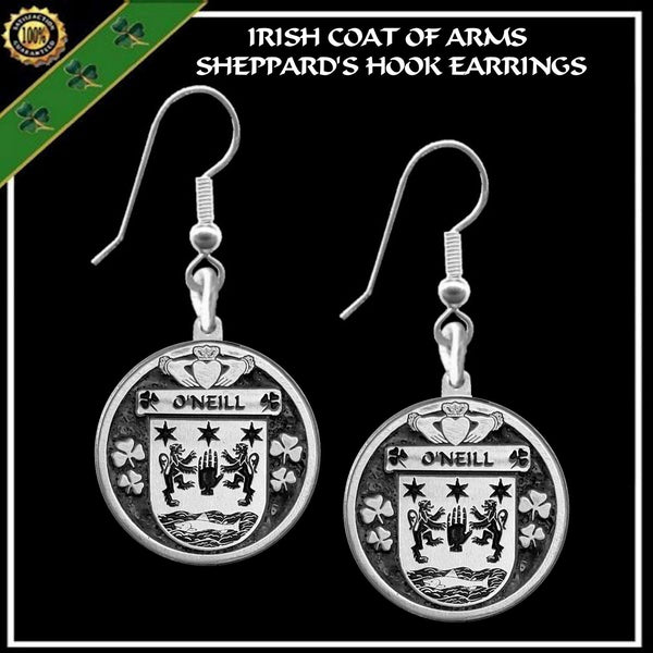 O'Neill Irish Disk Coat of Arms Earrings