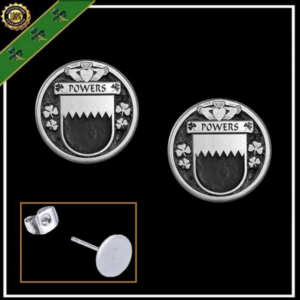 Powers Irish Disk Coat of Arms Earrings