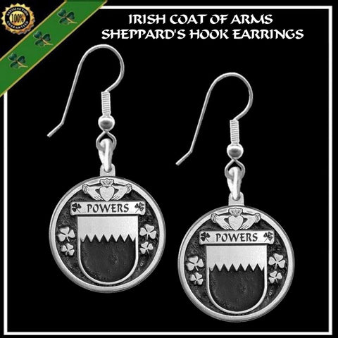 Powers Irish Disk Coat of Arms Earrings
