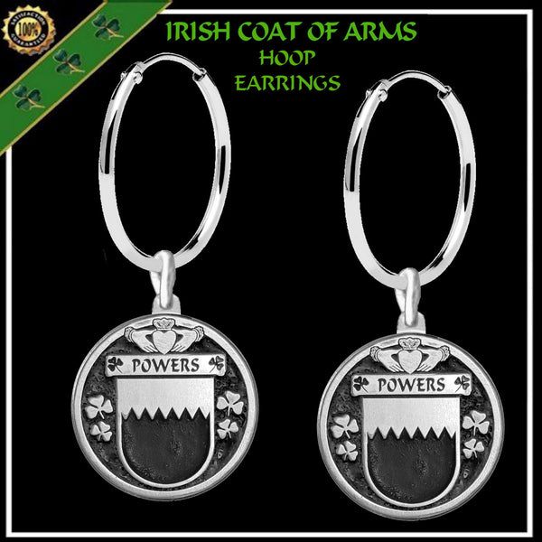 Powers Irish Disk Coat of Arms Earrings