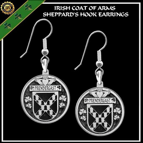 Prendergast Tipperary Irish Disk Coat of Arms Earrings