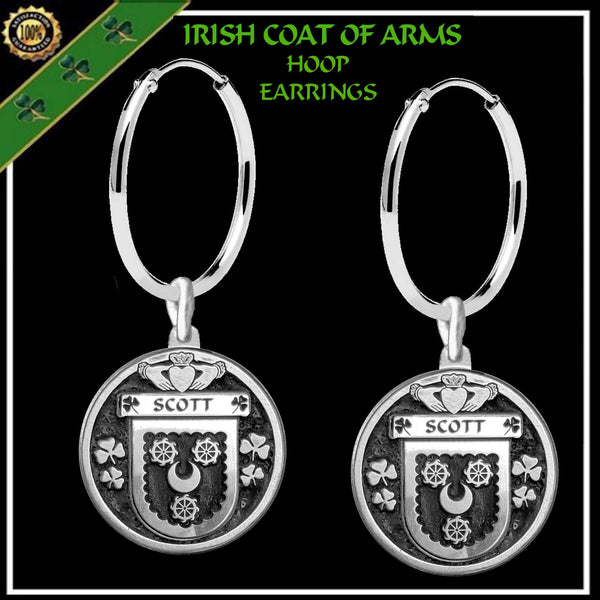 Scott Irish Disk Coat of Arms Earrings