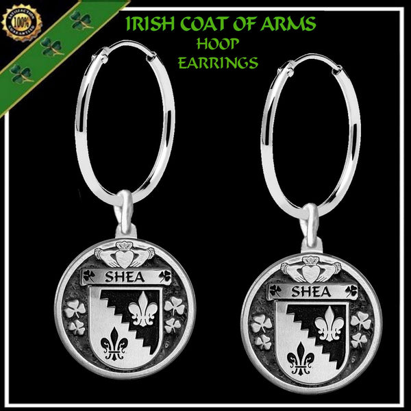 Shea Irish Disk Coat of Arms Earrings