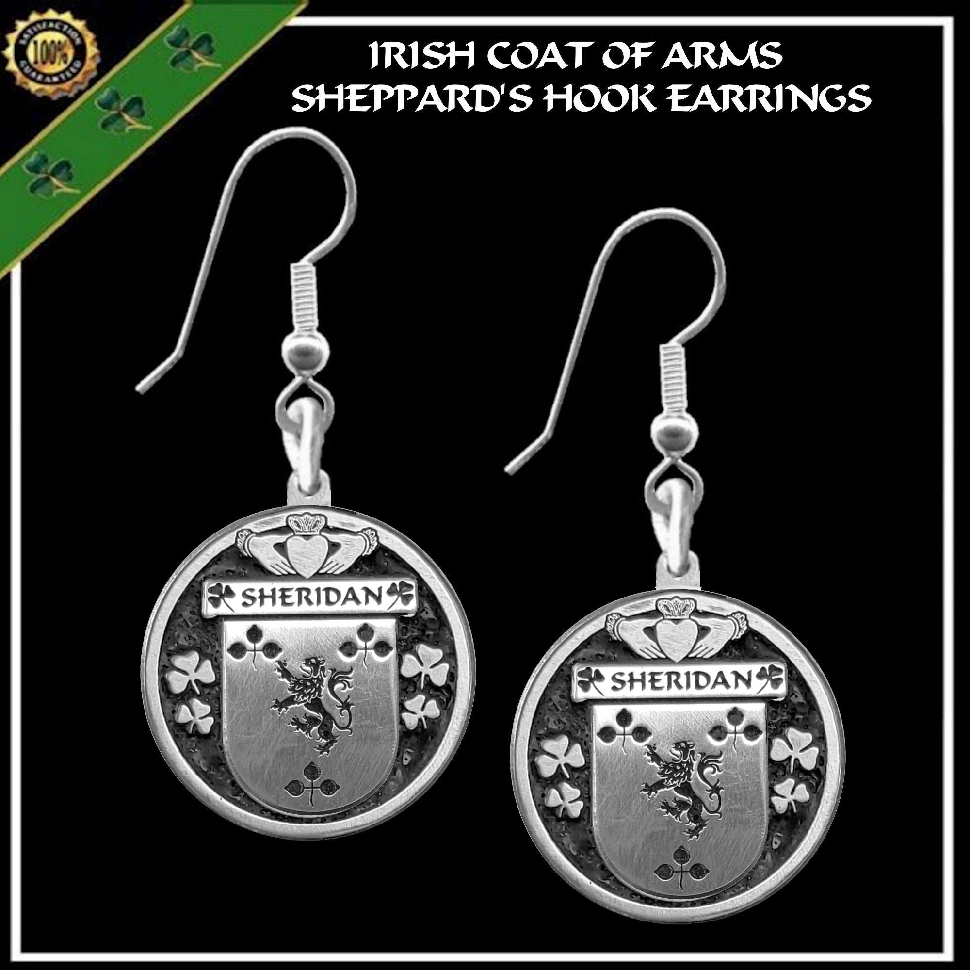 Sheridan Irish Disk Coat of Arms Earrings