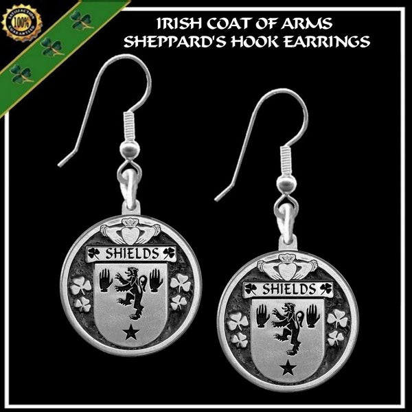 Shields Irish Disk Coat of Arms Earrings