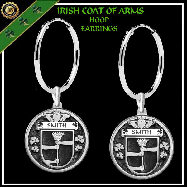 Smith Irish Disk Coat of Arms Earrings