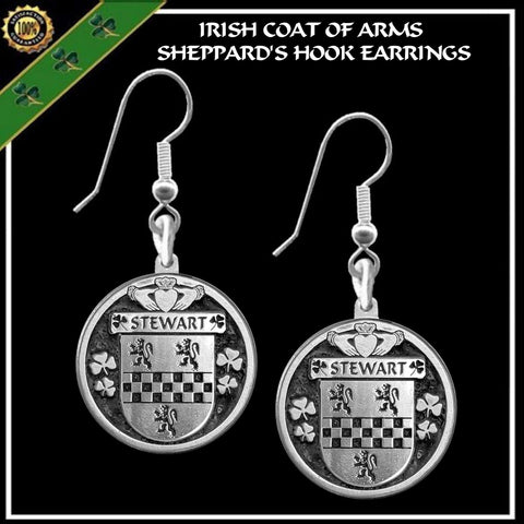 Stewart Irish Disk Coat of Arms Earrings