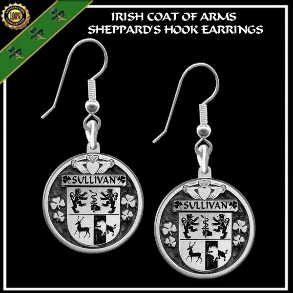 Sullivan Irish Disk Coat of Arms Earrings