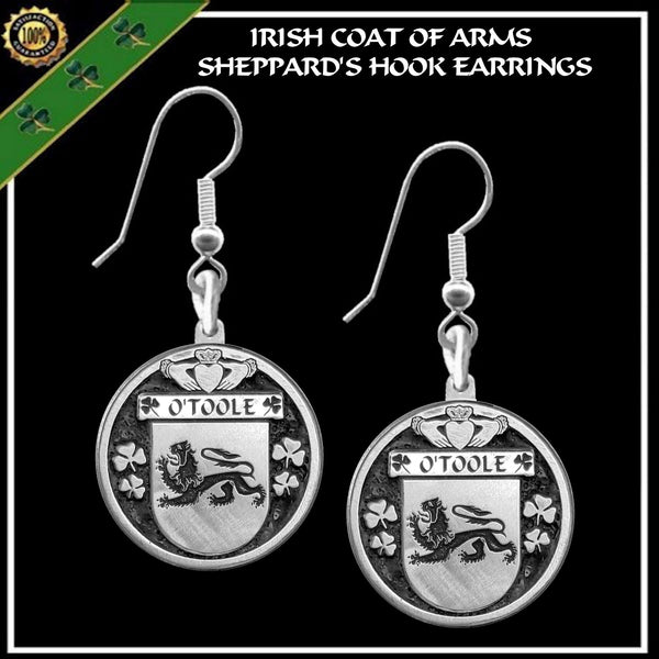 O'Toole Irish Disk Coat of Arms Earrings