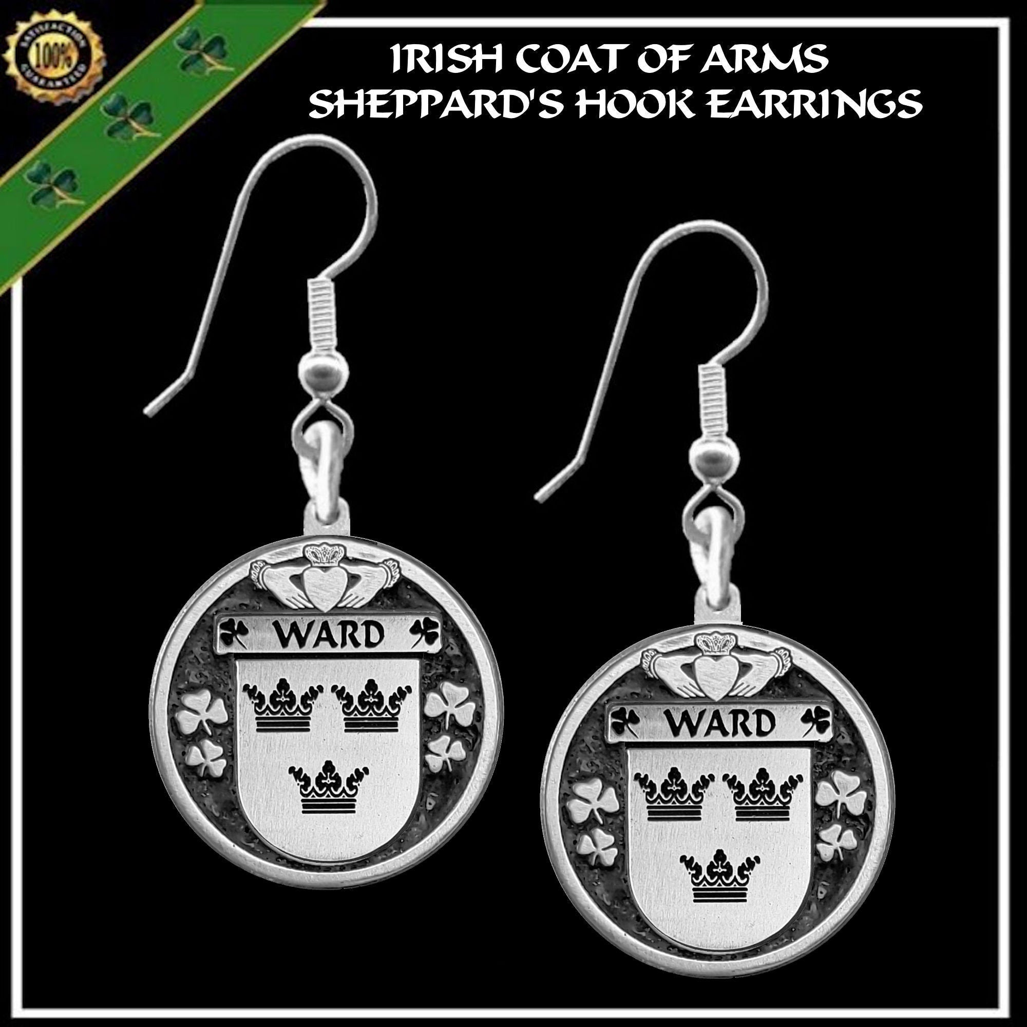 Ward Irish Disk Coat of Arms Earrings