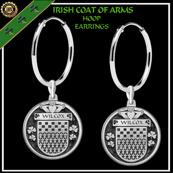 Wilcox Irish Disk Coat of Arms Earrings
