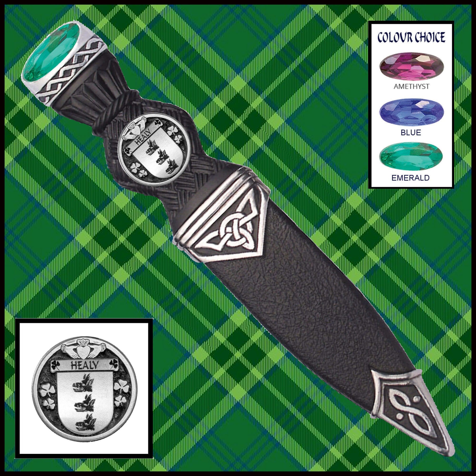 Healy Interlace Irish Disk Coat of Arms Sgian Dubh, Irish Knife ~ ISDCO