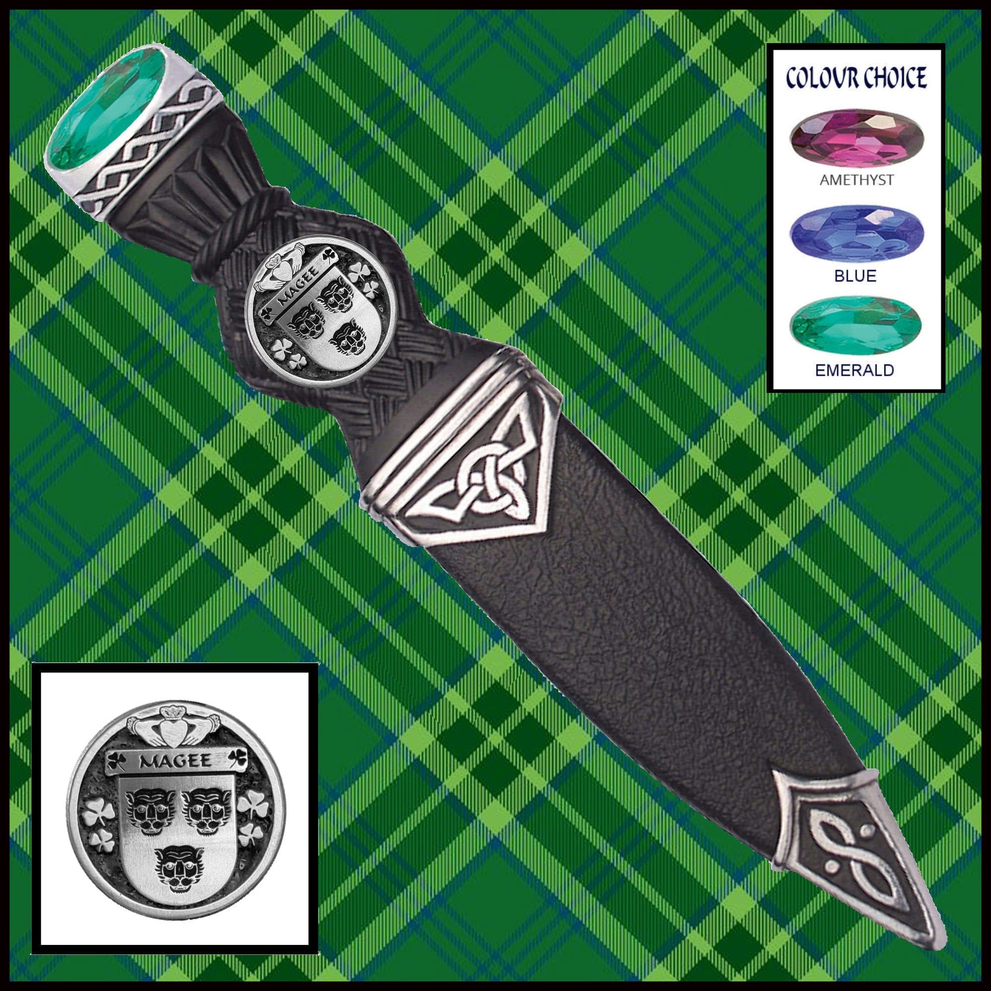 Magee Interlace Irish Disk Coat of Arms Sgian Dubh, Irish Knife ~ ISDCO