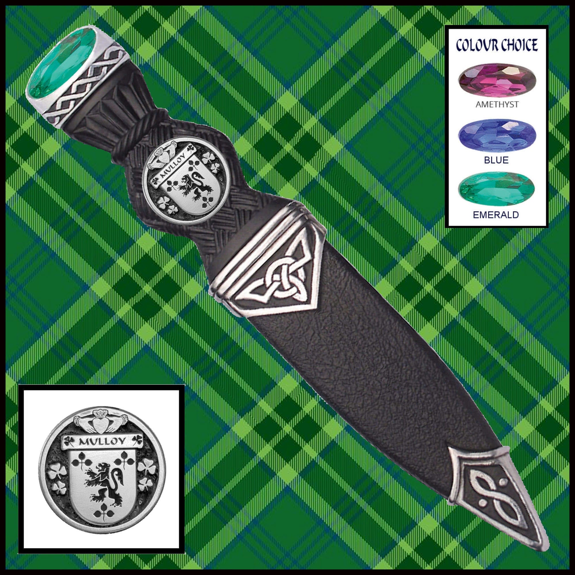 Mulloy Interlace Irish Disk Coat of Arms Sgian Dubh, Irish Knife ~ ISDCO