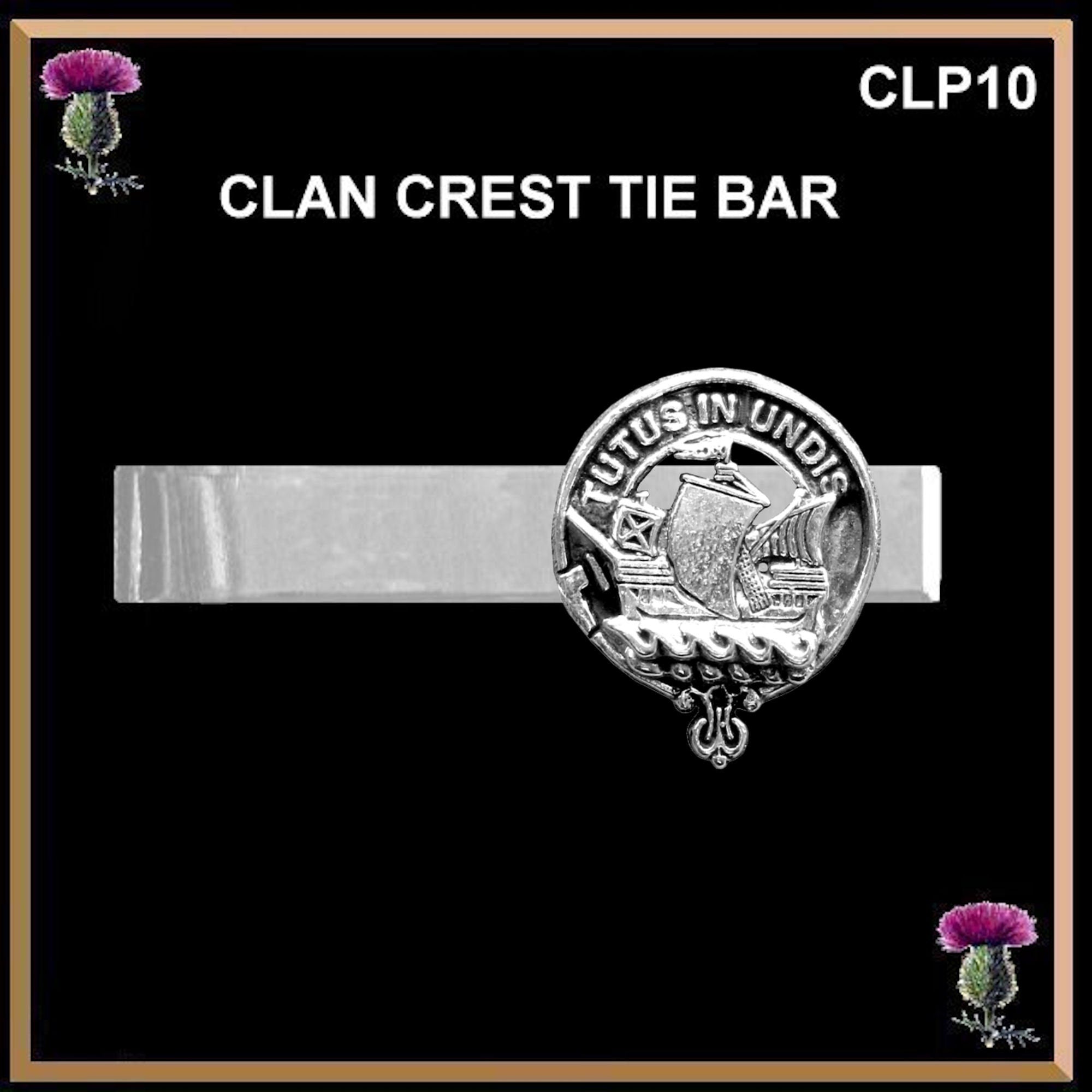 Wood Scottish Clan Clip Tie Bar