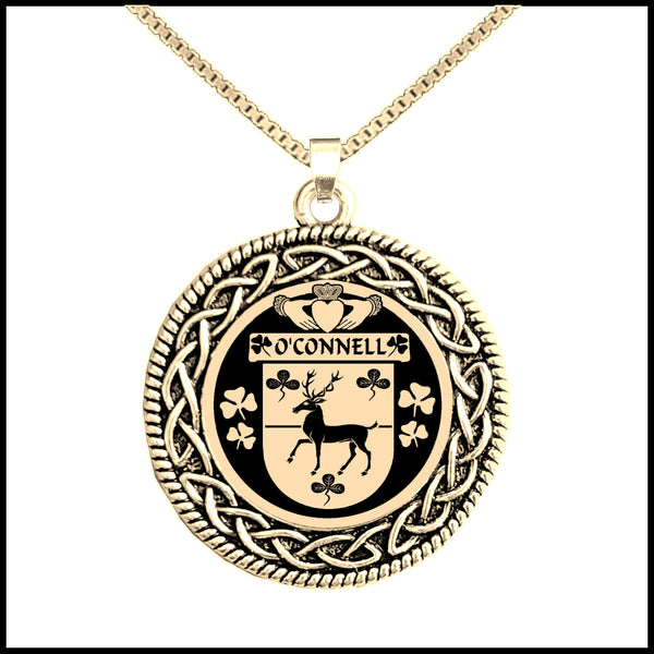 O'Connell Irish Coat of Arms Celtic Interlace Disk Pendant ~ IP06