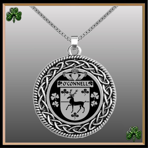O'Connell Irish Coat of Arms Celtic Interlace Disk Pendant ~ IP06