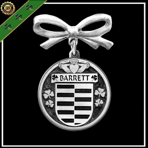 Barrett Irish Coat of Arms Disk Bow Brooch