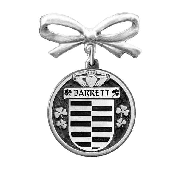 Barrett Irish Coat of Arms Disk Bow Brooch