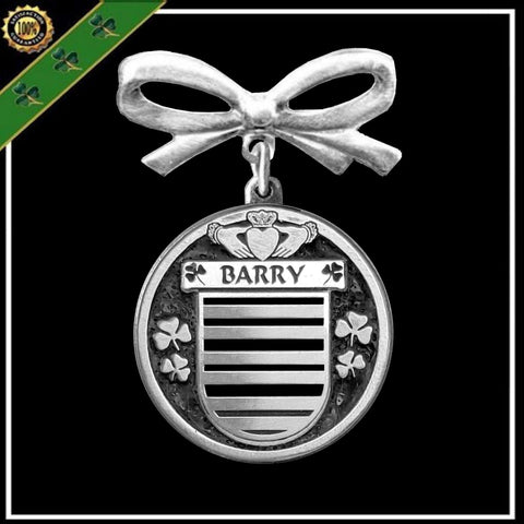 Barry Irish Coat of Arms Disk Bow Brooch