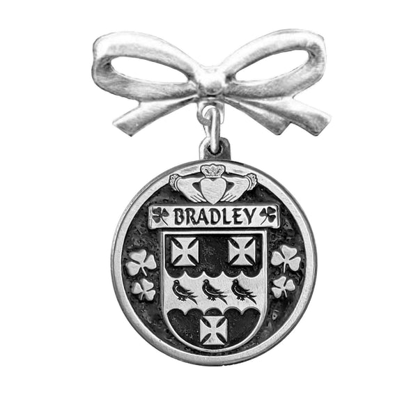 Bradley Irish Coat of Arms Disk Bow Brooch