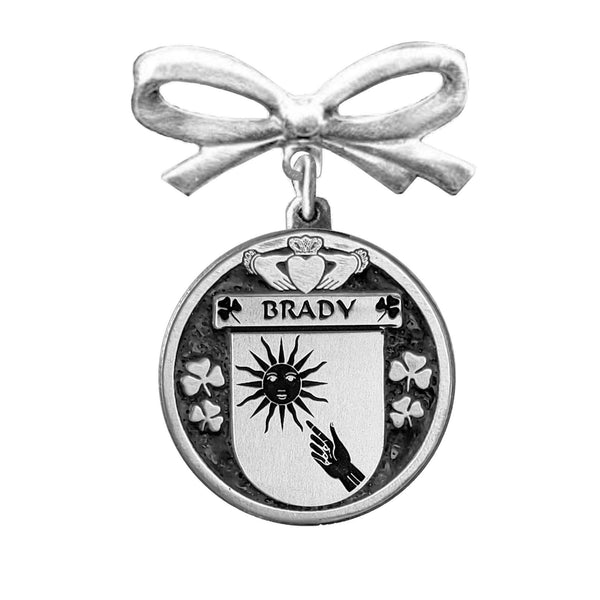 Brady Irish Coat of Arms Disk Bow Brooch