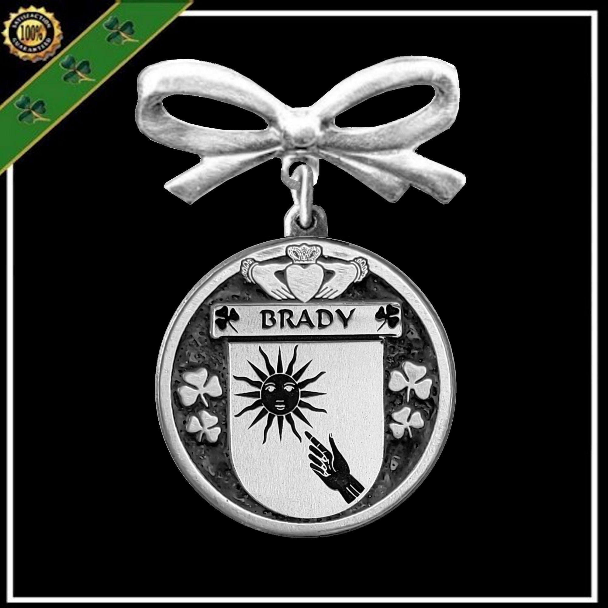 Brady Irish Coat of Arms Disk Bow Brooch
