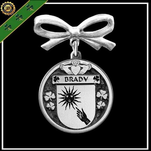 Brady Irish Coat of Arms Disk Bow Brooch