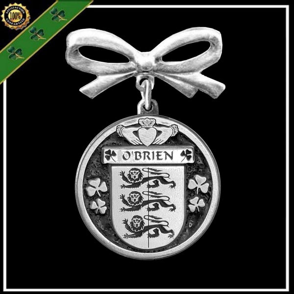 O'Brien Irish Coat of Arms Disk Bow Brooch