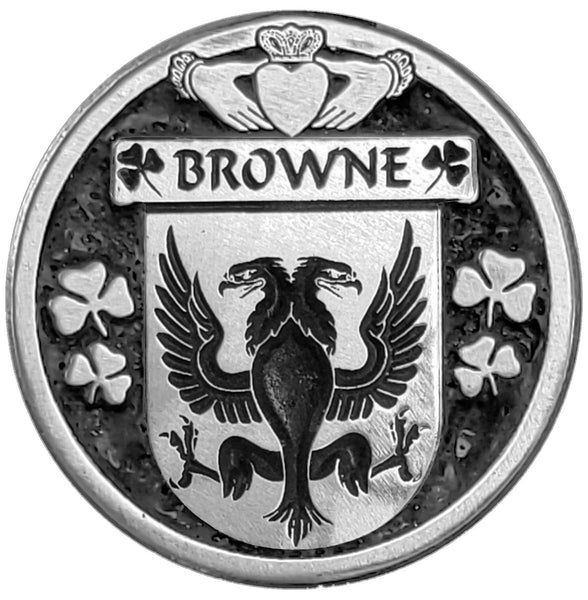 Browne Irish Coat of Arms Disk Bow Brooch